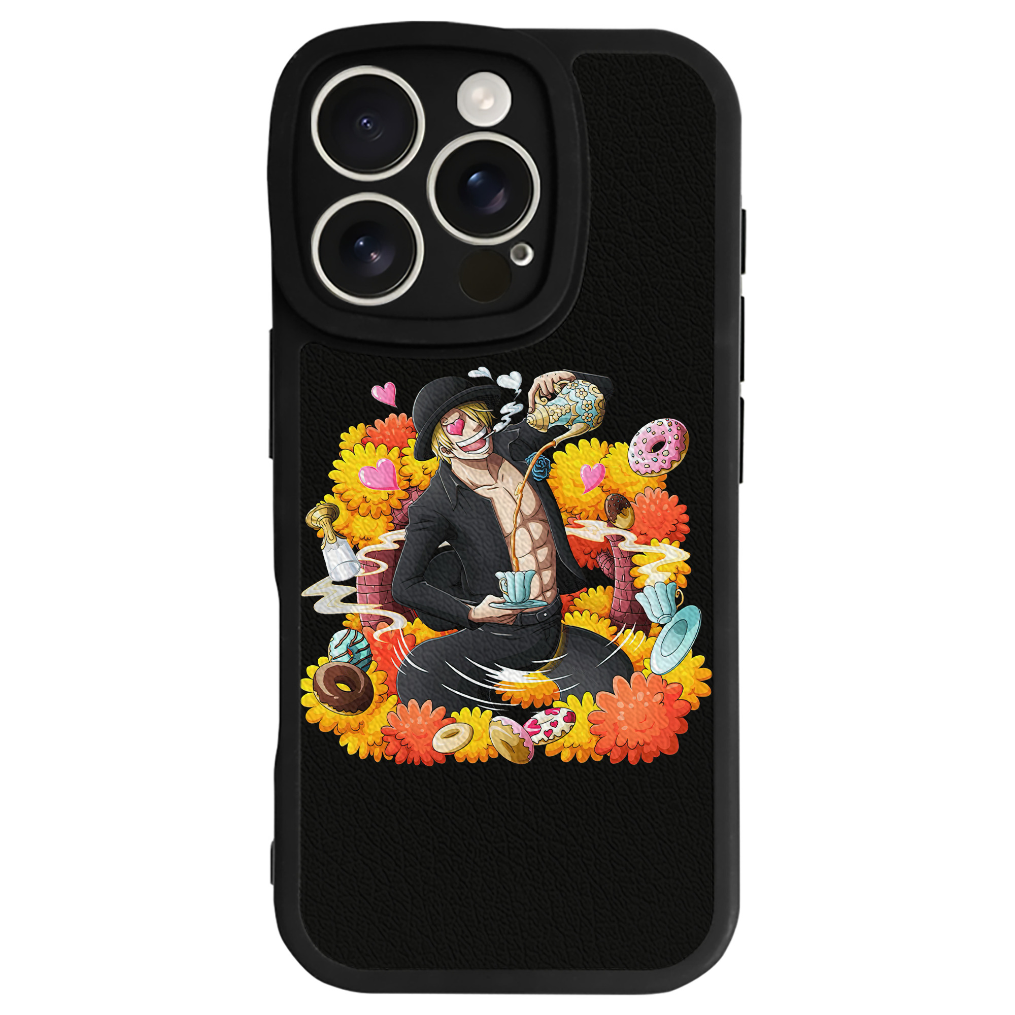 （画像用） ワンピース サンジ ONE PIECE Sanji 【iPhone 16シリーズ対応】シリコンスマホケース（レザー調） 材質：シリコン